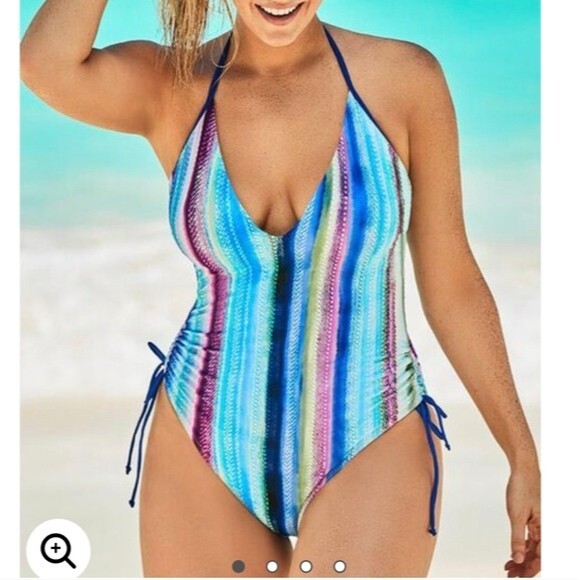 Swimsuits For All Other - Swimsuits for all HALTER ADJUSTABLE ONE PIECE SWIMSUIT in Pastel Stripe